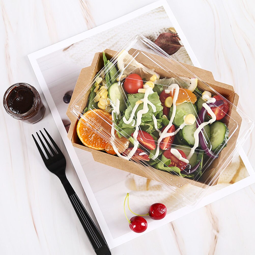 20 Pcs Food Takeaway Boxes Eco-friendly Potato Chips Boxes with Lids (Brown)