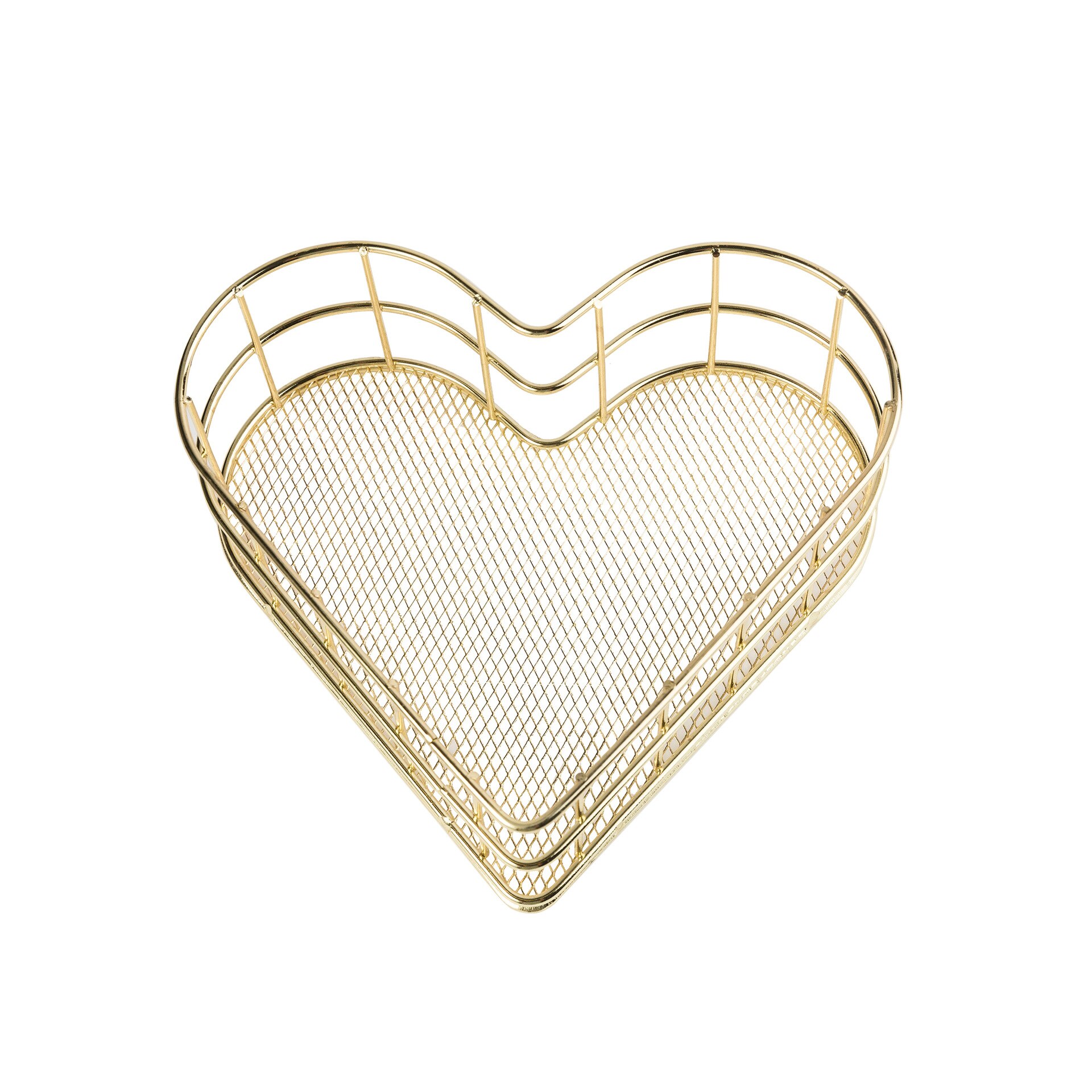 1 stk hjerteformet rose guld jern kosmetisk opbevaringsboks eyeliner børste opbevaringskurv toiletbord hul opbevaringskurv: Guld