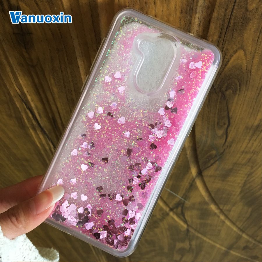 Vanuoxin Voor case Huawei Honor 6A case Voor Huawei Honor 6A case cover Coque Dynamische Glitter Vloeibare Siliconen Zachte TPU Telefoon gevallen: Pink heart