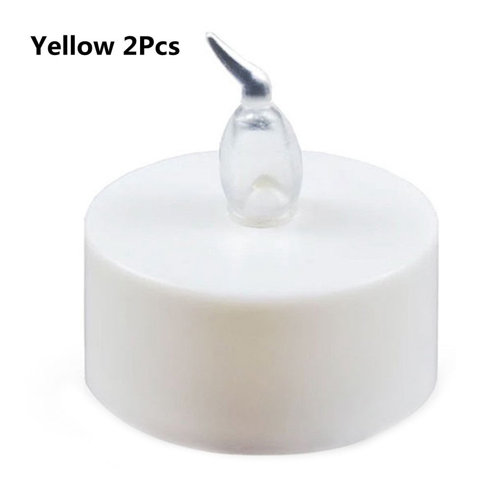 Flameless LED Tea Lights Candles Battery Powered Coloful Flickering Pillar Candles Votive Tealight Romantic party Home Decor: Yellow 2Pcs