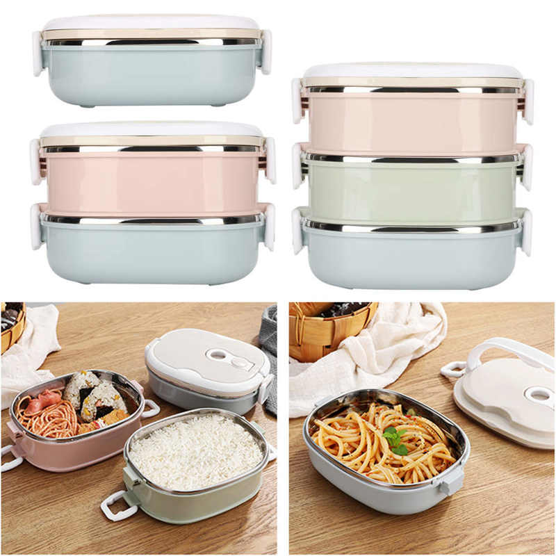 Multi-layer Lunch Box Portable Stainless Steel Insulated Thermal Heated Bento Box Food Container for Student Children Work