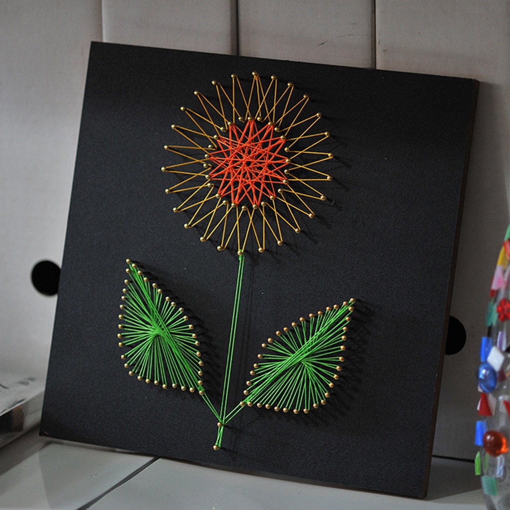 Diy Ambachten String Art Kits Zonnebloem Patronen Nail Schilderen Voor Kinderen Beginners Home Decoratie