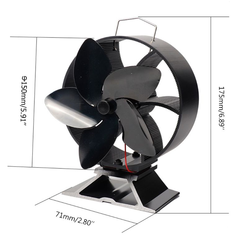 Ventilador de 5 aspas para estufa de leña, sistema silencioso para quemador de leña, Eco Friend