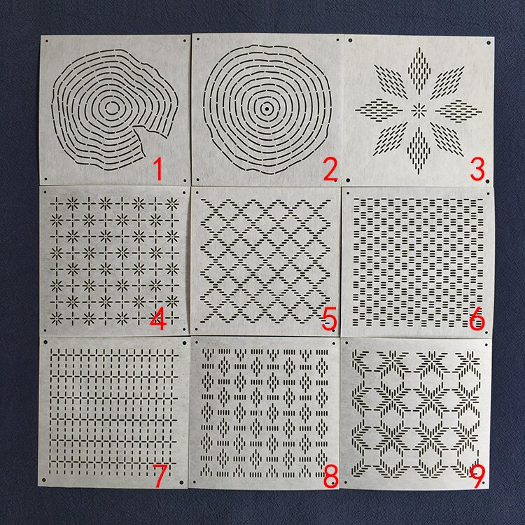 Pochoir Sashiko, motif de broderie Sashiko, pochoir matelassé, 4 &quot;de diamètre, 9 Options de motif