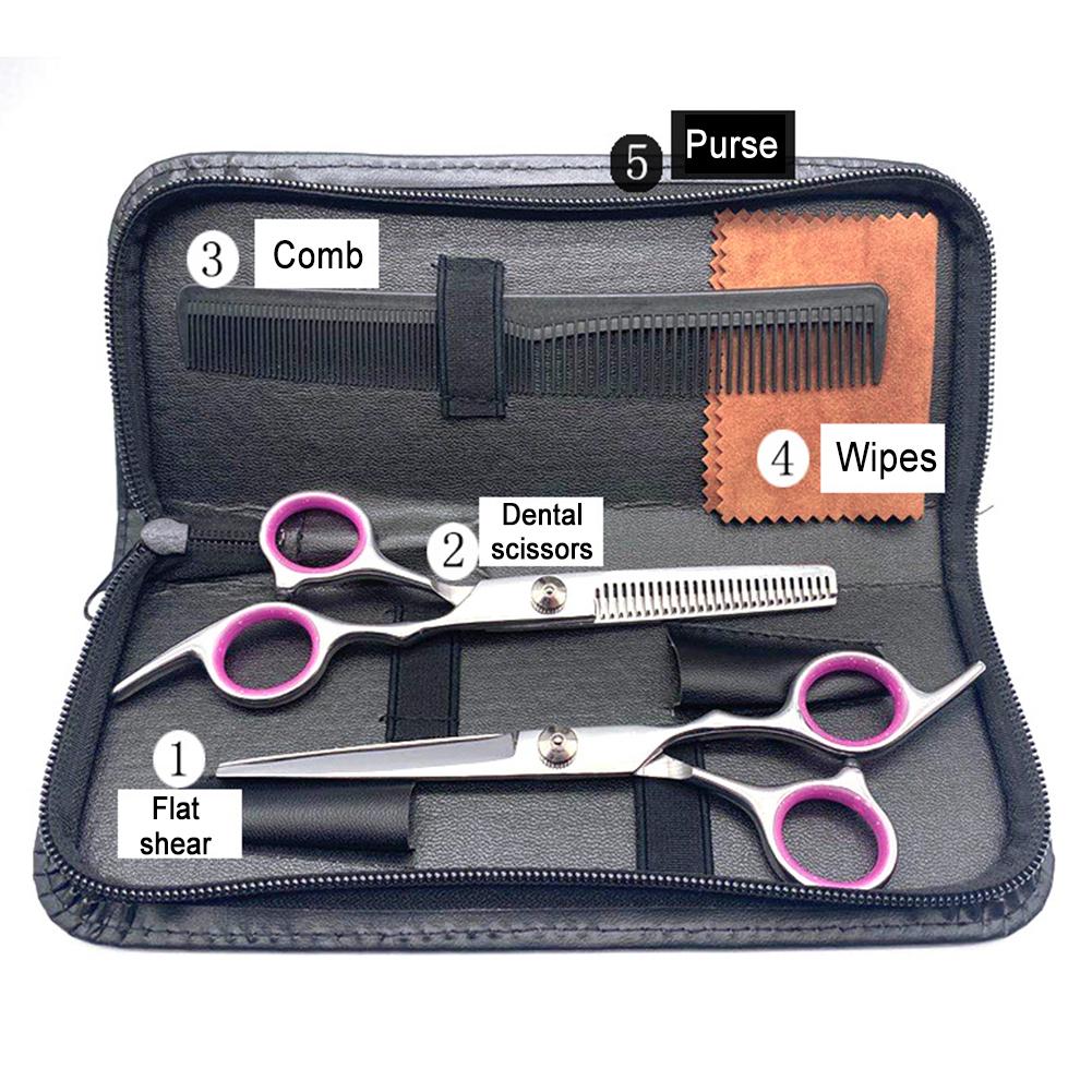 5PCS/Set Haircut Kit Hairdresser Scissors Set Thinning Shear Hair Cutting Scissors Kit For Hair Styling Daily Care
