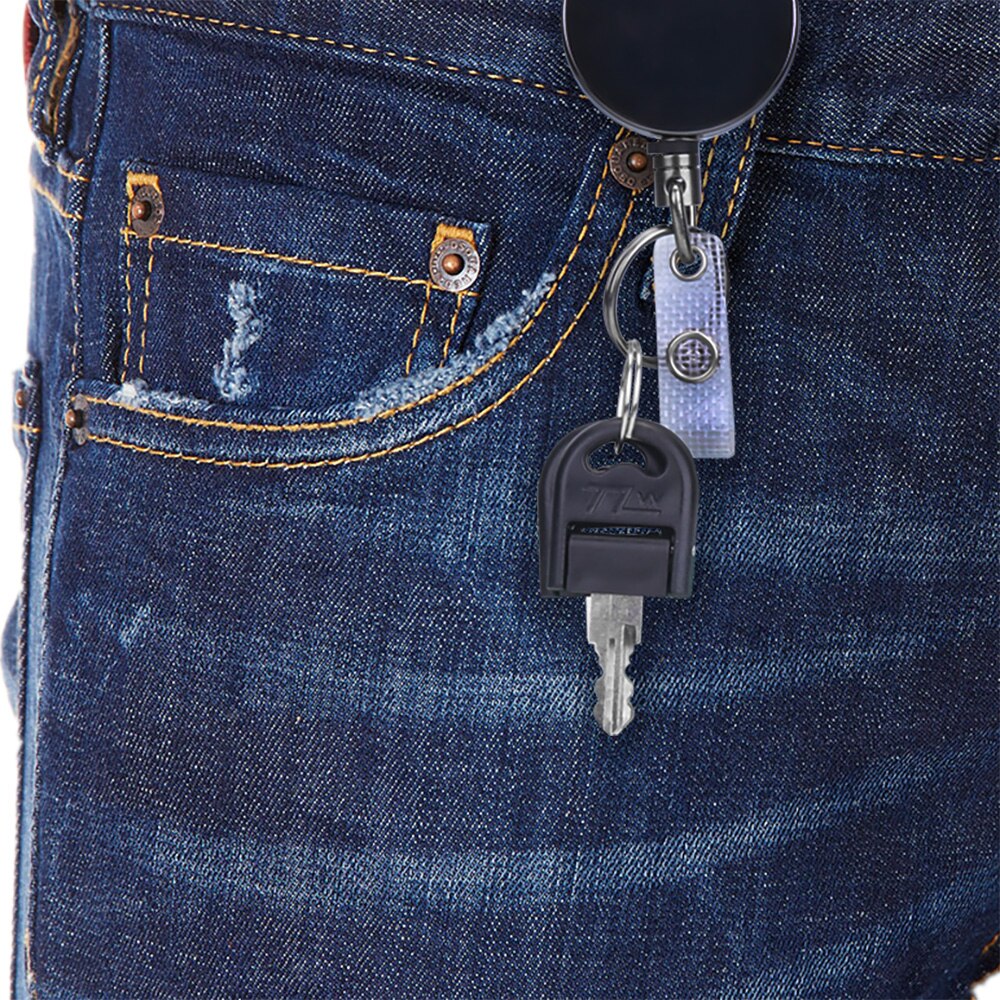 Infällbar nyckelkedja rulle id-bricka lanyard namnbricka kort märkeshållare rulle rekyl bältesklämma