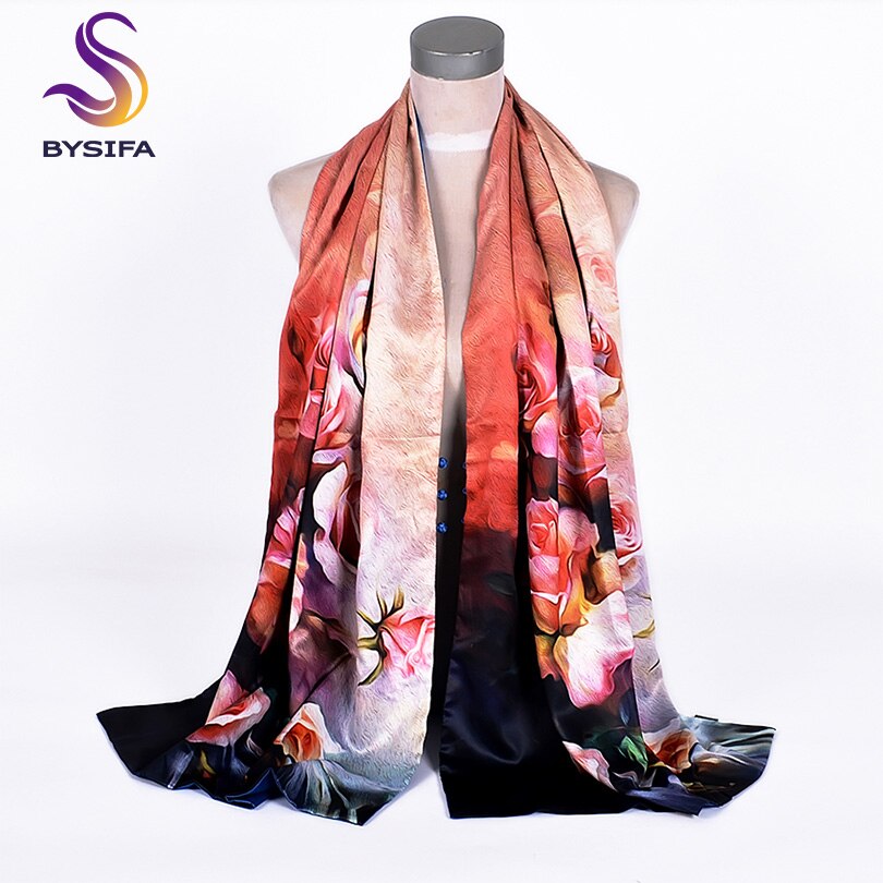 [bysifa] herfst winter lange sjaals omslagdoeken dames rozen halssjaal dubbelzijdige knopen sjaals omslagdoeken 175*50cm