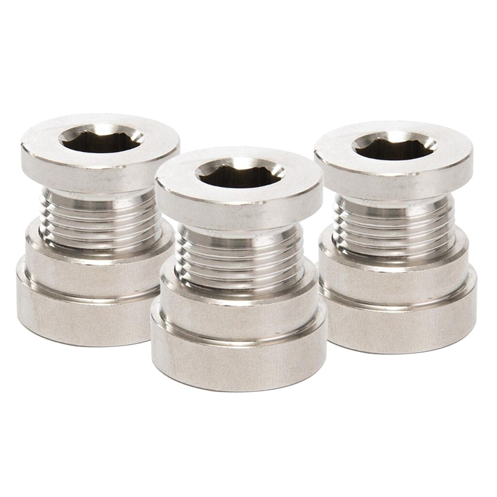 3 pc O2 Oxygen Sensor Weld on Stepped Nut &amp;Cap Bung Stainless Steel M18X1.5mm