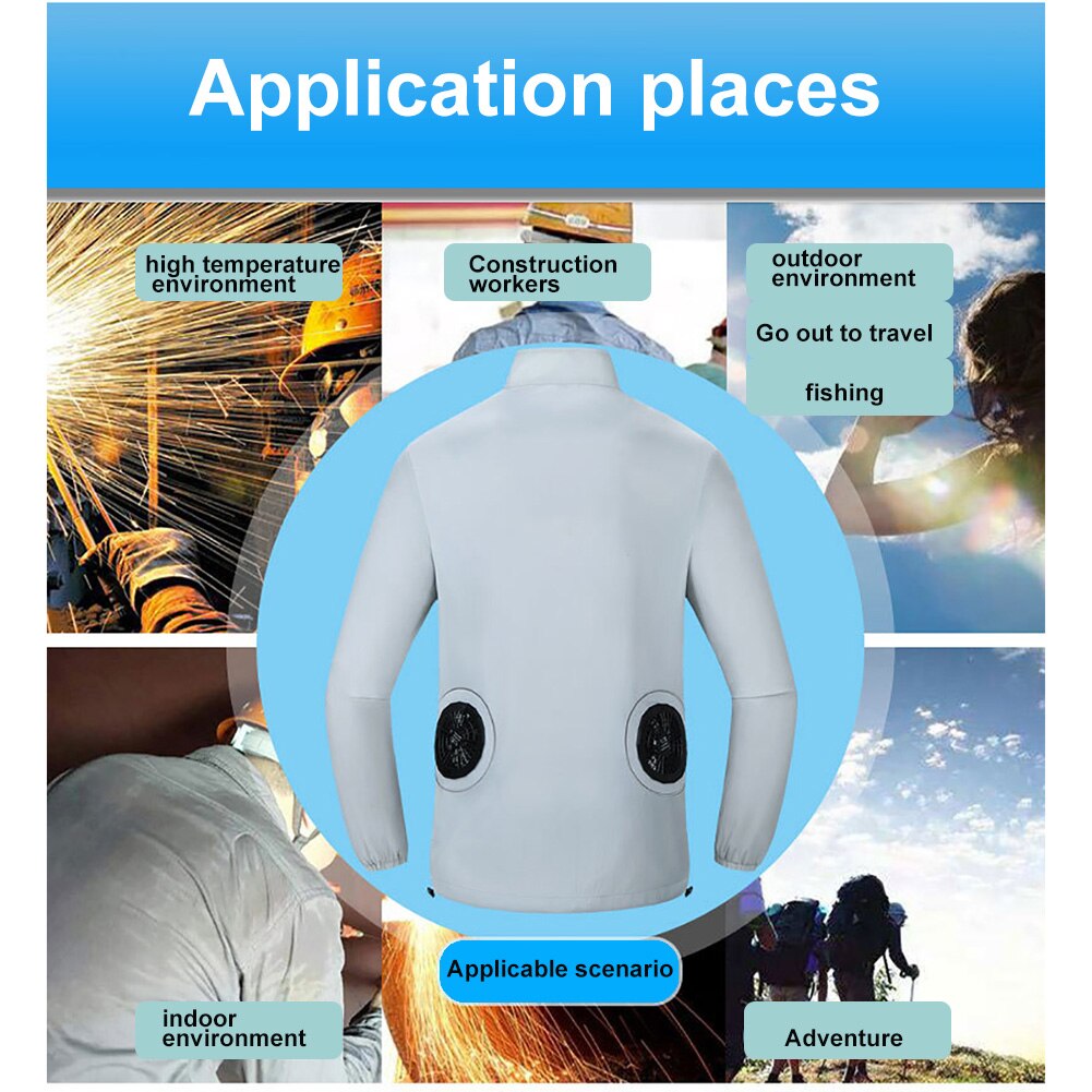Summer Outdoor Cooling Fan Long Sleeve Jacket Unisex Fishing Working Top Coat