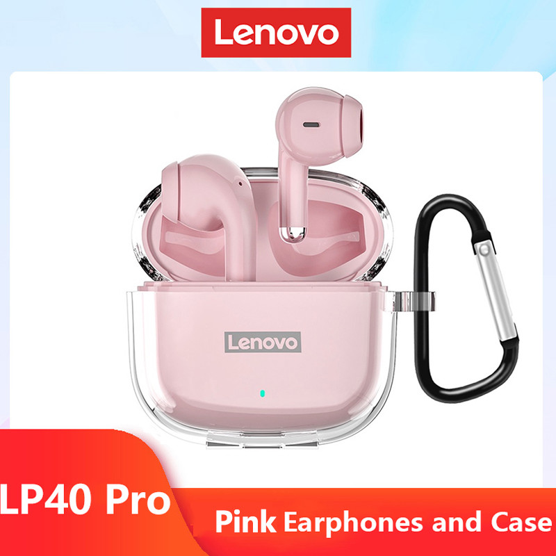 Oryginalne słuchawki Lenovo LP40 Pro TWS bezprzewodowe słuchawki Bluetooth 5.1 Sport redukcja szumów sterowanie dotykowe 250mAH 2022 nowość: White Pink