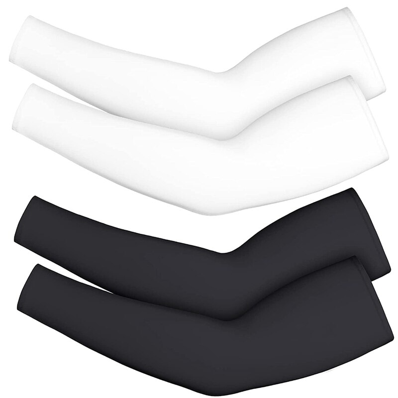 Calentador de brazo térmico para hombre y mujer, manga de compresión para el brazo, para actividades al aire libre, ciclismo y baloncesto, novedad-4 piezas: Black White / M