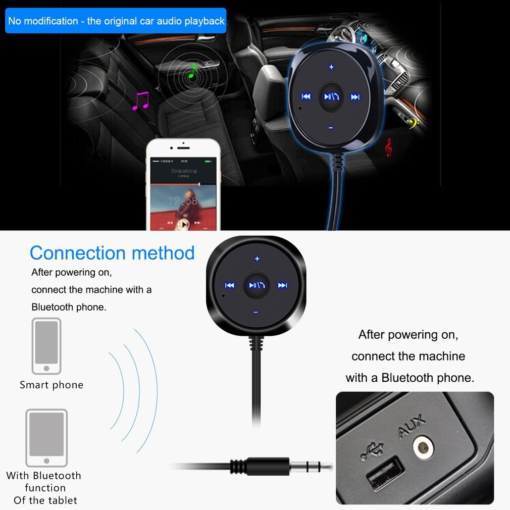 USB2.0 Bluetooth Wireless Car Adapter Kit Hands-free Talking Car Audio Receiver Built-In Mic Music Controller Stereo Sound