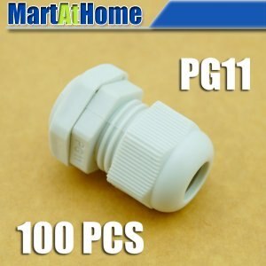 100 stks/partij Waterdichte Nylon Connector PG Wartel PG11 Dia. 5 ~ 10mm Wit # BV118 @ CF