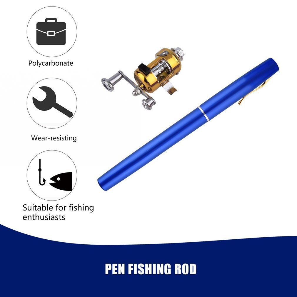 Pocket Telescopic Mini Rod Combo Fishing Pole Aluminum Alloy Pen Shape Fishing Rod Combo With Reel Wheel