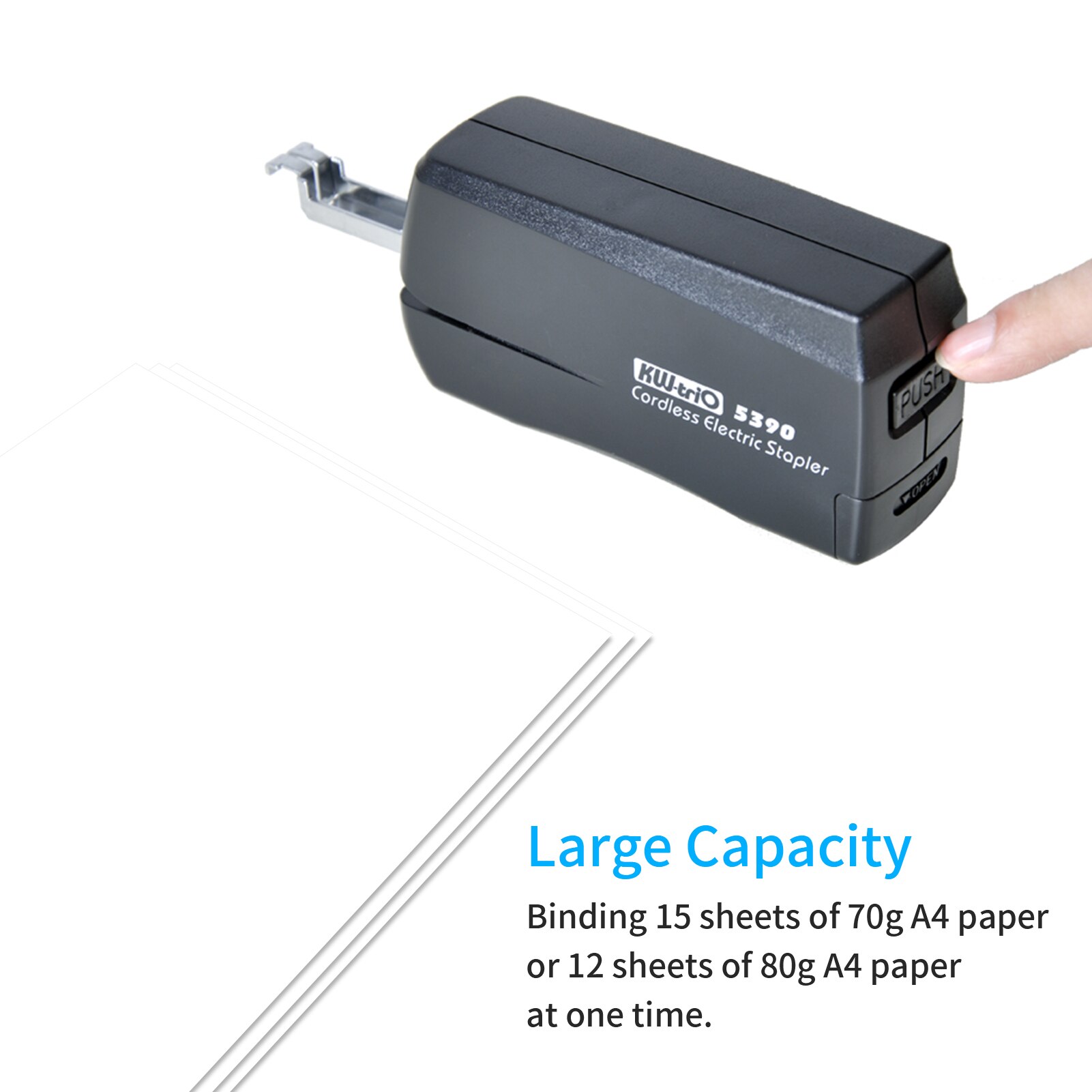KW-triO 5390 Electric Stapler Machine Battery Portable Automatic No.10 Staples School Paper Stapler Office Stationery