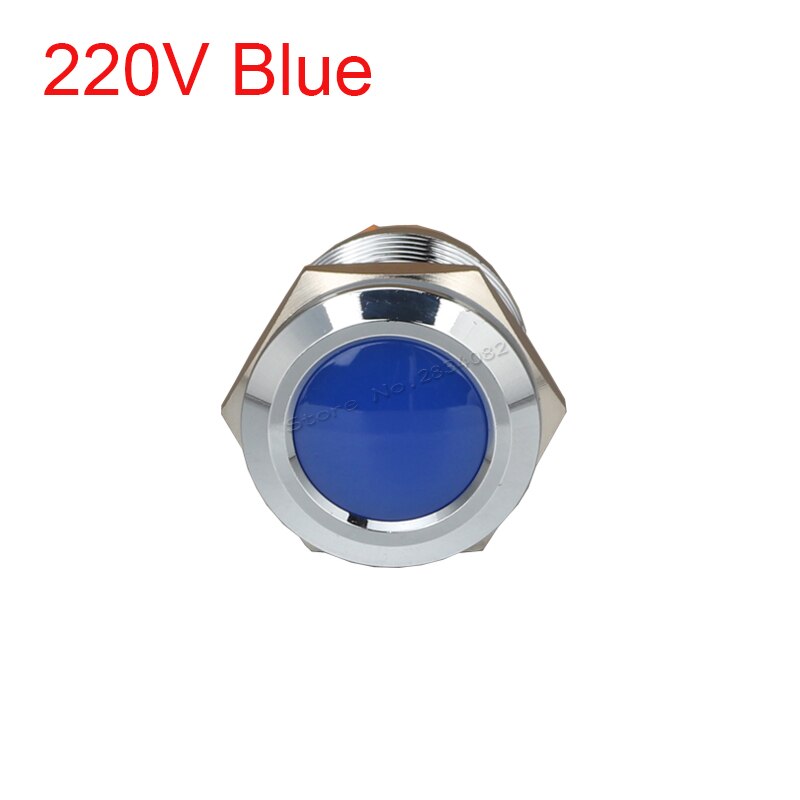 19mm Metal Indicator light LED Signal Lamp Warning light Car Boat Pilot Panel Signal Light 6V 12V 24V 220V 110V RGBYW Waterproof: 220v Blue