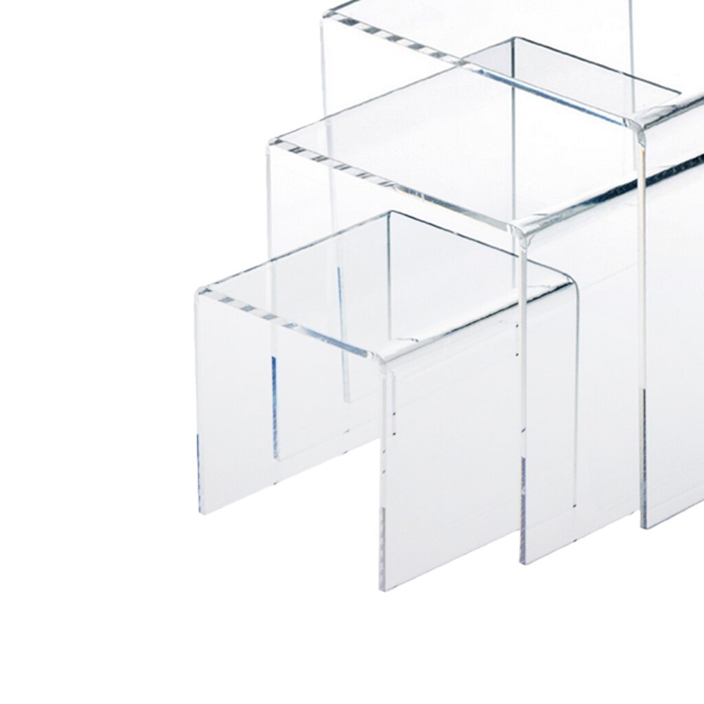 3'' 4'' 5'' Square Acrylic 1/8" Riser Display Stands Showcase Set Clear