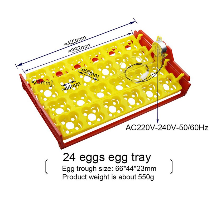 Eggbrett 56/48/36/24/63 egg 220/110v rugemaskin snur automatisk egg egg liten rugemaskin fjærfe fugl egg klekkeutstyr: 220v 24 egg