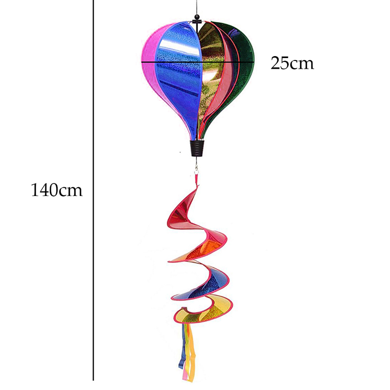 Rainbow Air Balloon Sequins Windsock Striped Wind Spinner Outdoor Decor