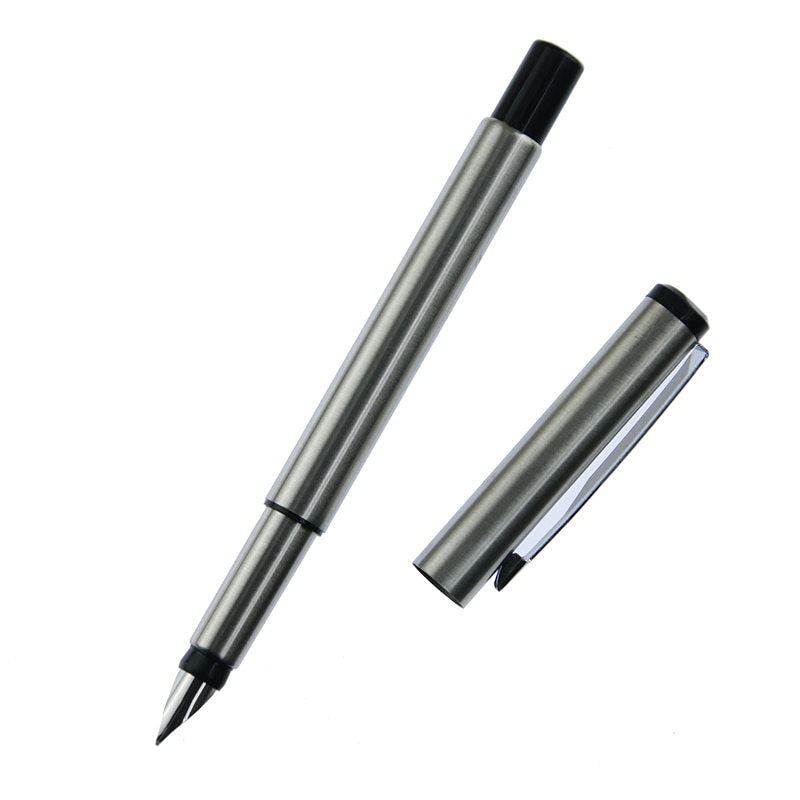 Silver Metal Vector Fountain Pen 0.5mm Nib Full Metal Body Pens Business Writing Calligraphy Office Supplies