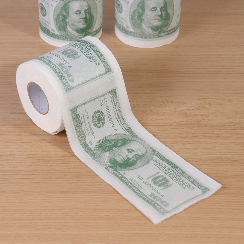 1 rouleau de papier toilette imprimé, pâte de bois, cent Dollars, papier à rouler amusant, papier toilette humoristique, nouveauté , fournitures pour la maison