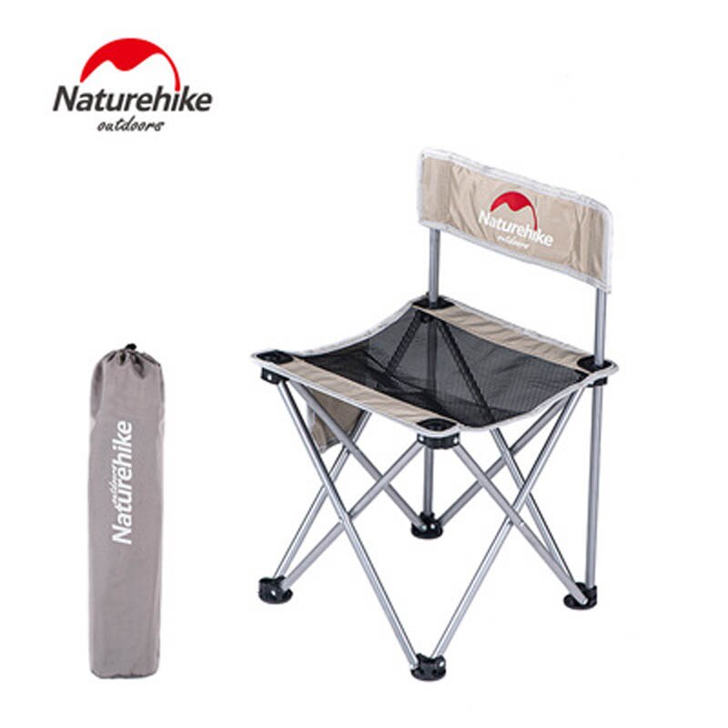 Naturehike udendørs camping klapstol bærbar ultralet fiskestol strand picnic stol sæde: Khaki