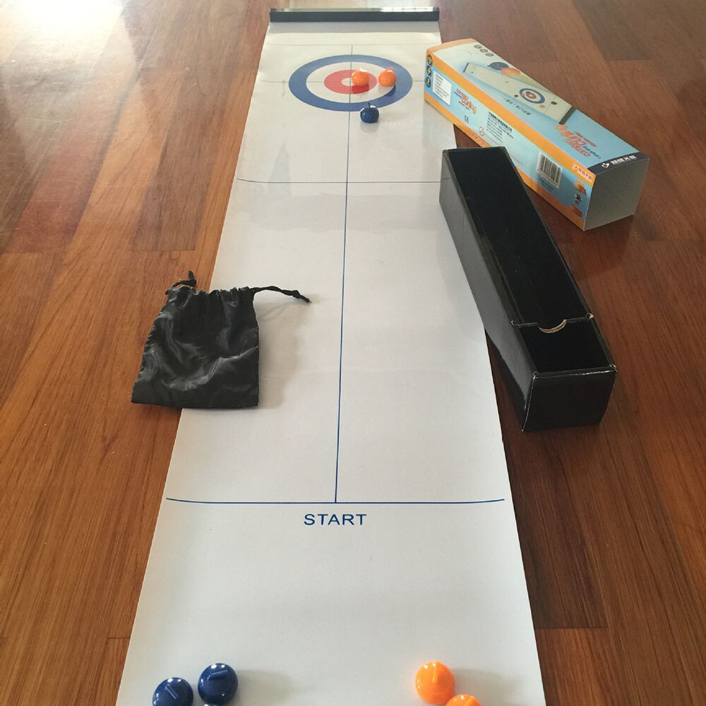 Gioco Da Tavolo Curling 120x30cm – Multigioco Con Bowling, Calcio E Basket, Per Bambini E Adulti, Tappetino Pieghevole
