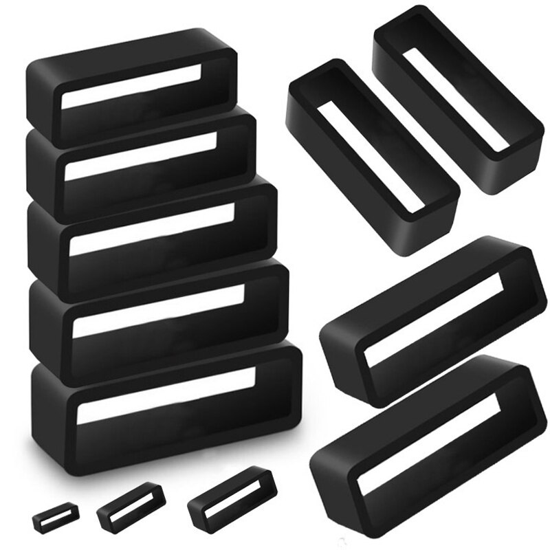 2Pcs 5Pcs 10Pcs Black Watchband 12 14 16 18 20 22 24 26mm Silicone Band Rubber Strap Loops Ring Accessories Holder Locker
