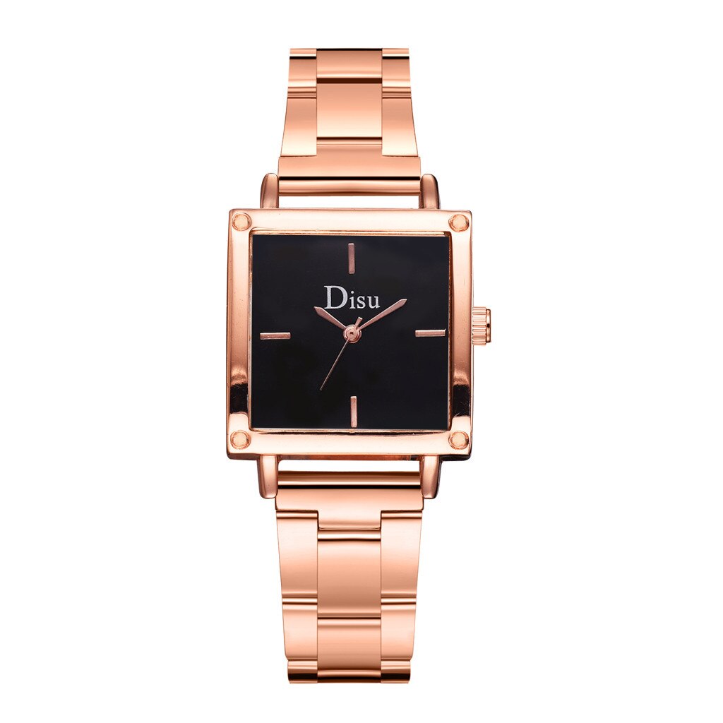 DISU Watch for Women Alloy Steel Strip Women Bracelet Watch Exquisite Square Dial Clock Quartz WristWatch Reloj: A