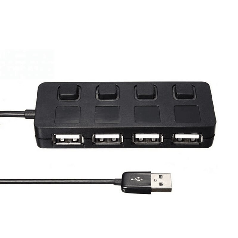 Hub, adaptador usb2.0 de 4 portas, com interruptor de alimentação led independente, hub de dados portátil, adequado para windows xp/vista/7/8/10