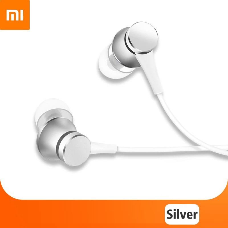 Original xiaomi headset mi piston 3 in- ear fresh 3.5mm -tråds hörlurar med musik, stereomikrofon för huawei xiaomi smartphone: Silver-
