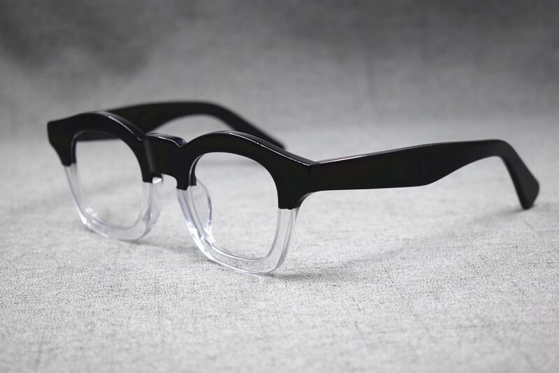 1960 's japan håndlavede italien acetat brillerammer klare linser briller nærsynethed i stand fuld kant top: Sort krystal