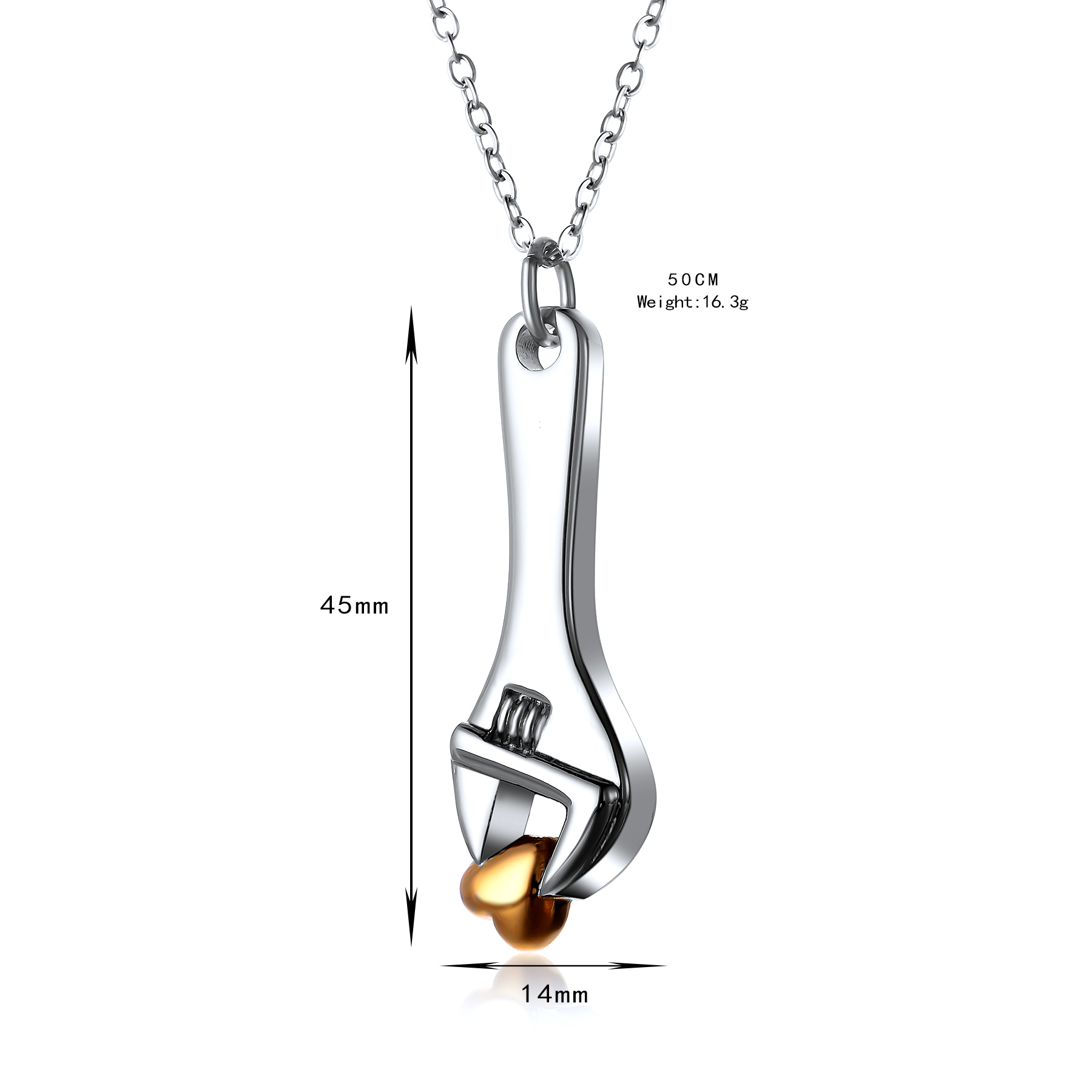 Roestvrijstalen Moersleutel Urn Ketting Voor As Moersleutel Crematie Sieraden Hart Hanger Medaillon Aandenken Sieraden