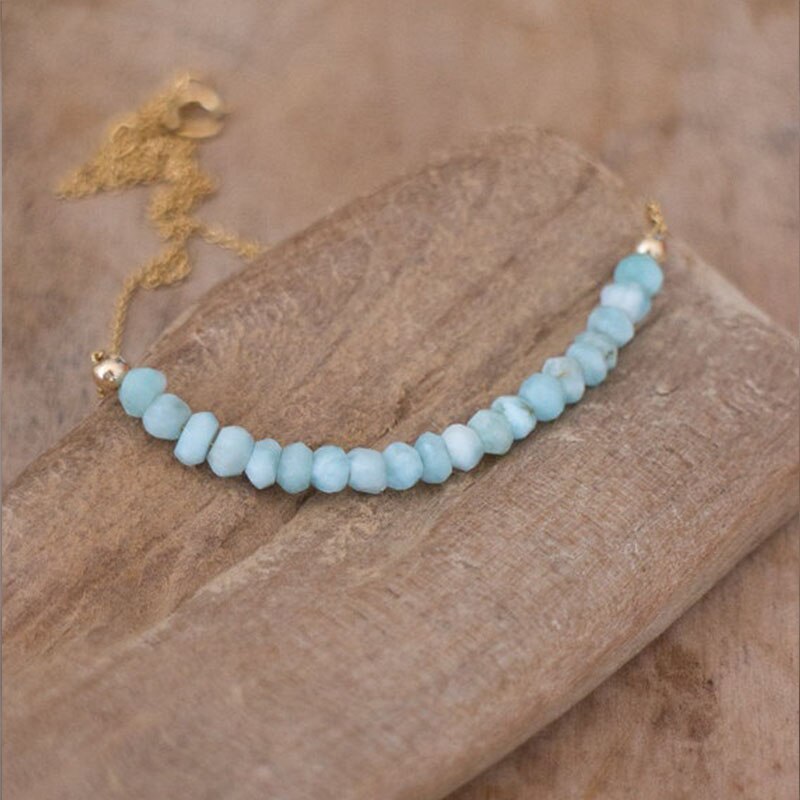 Larimar Necklace Natural Dominican Larimar Beaded Necklace Genuine Larimar Jewelry