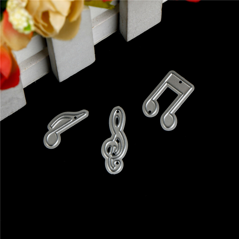 Belle Note de musique bricolage matrices de découpe en métal pochoirs pour bricolage Scrapbooking Album Photo décoratif gaufrage cartes de papier 3 pièces