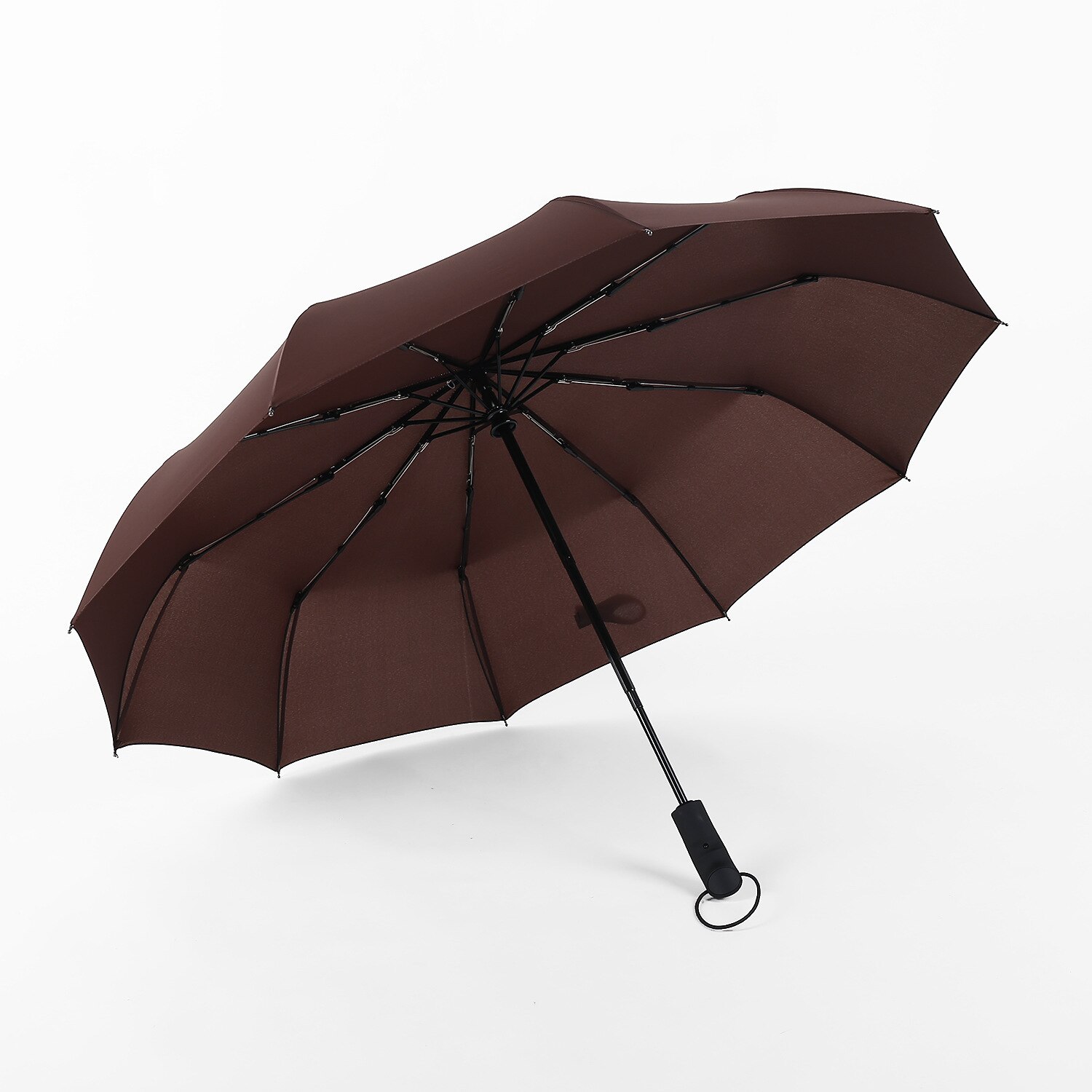 Automatisk paraply tre folde paraply enkel ensfarvet mænd forretning paraply 10k forstærket vindtæt stærk paraply