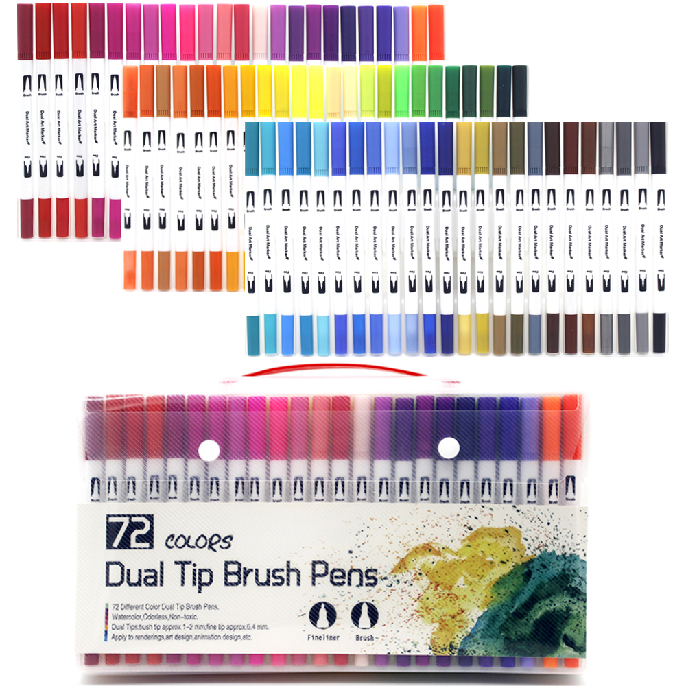 Markers Set 36/48/72/120 Kleuren FineLiner Dual Tip Brush Pen Tekening Schilderen Aquarel Art Marker Pennen voor Manga Art Supplies: Black