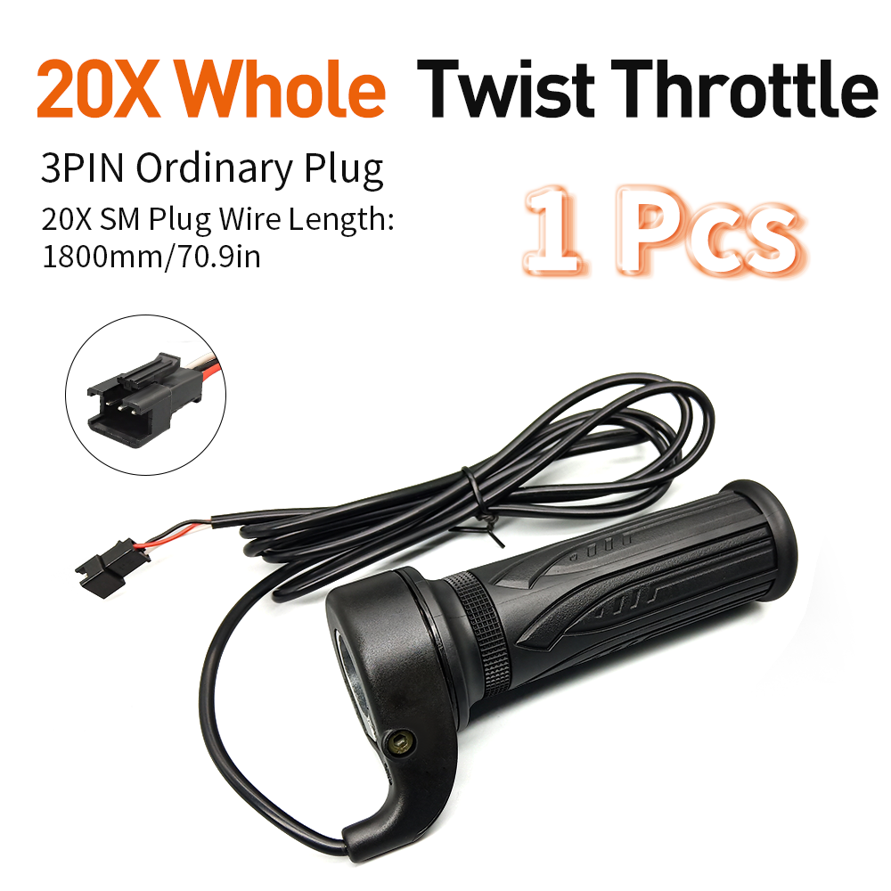 WUXING 20X Full Twist Throttle E-Bike Right Handle Throttle 24V 36V 48V 60V 72V Waterproof/SM Connector for Ebike or Escooter: plum