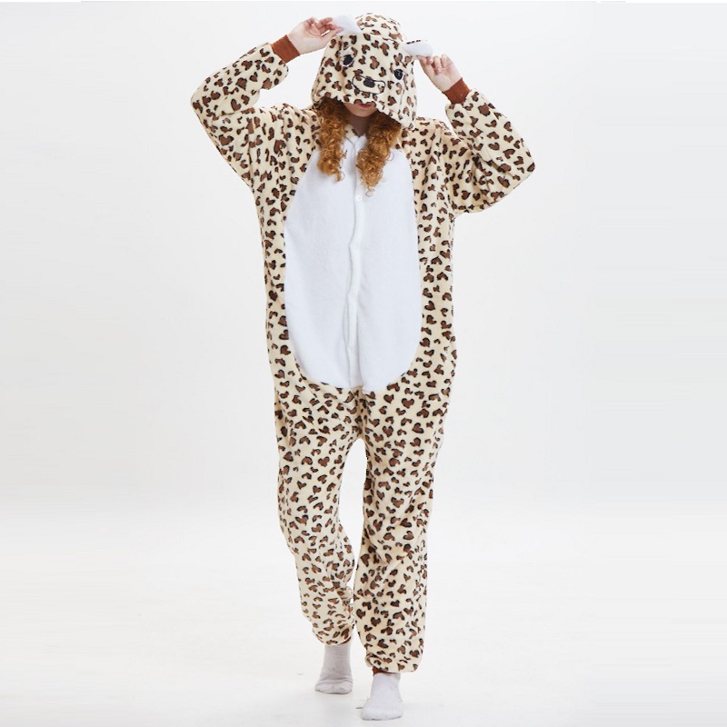 Kigurumi léopard ours capuche onesie hommes femmes kugurumi combinaison pyjama adulte flanelle toute une pièce pyjamas animaux onsies