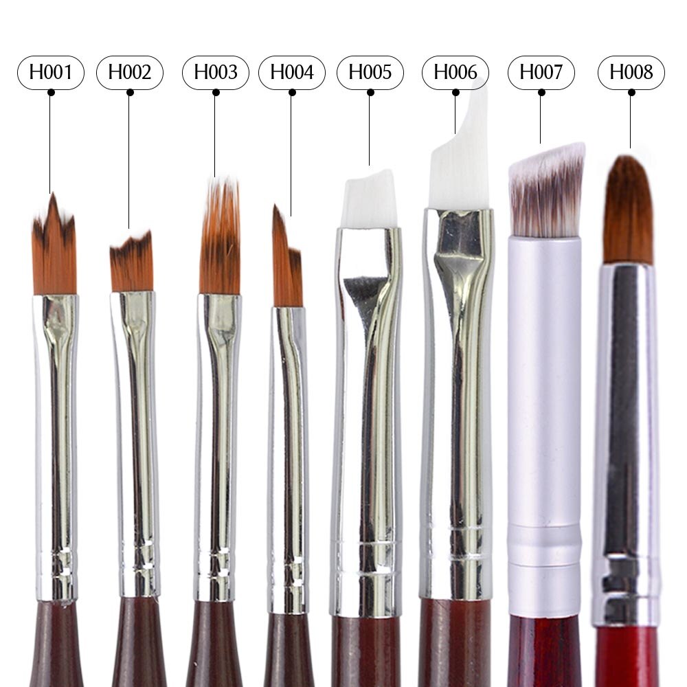 Stz 1 stk uv gel polish tegning maleri negle pensel 8 type moon smile gradient blomst børster manicure salon negle pen  #h001-008