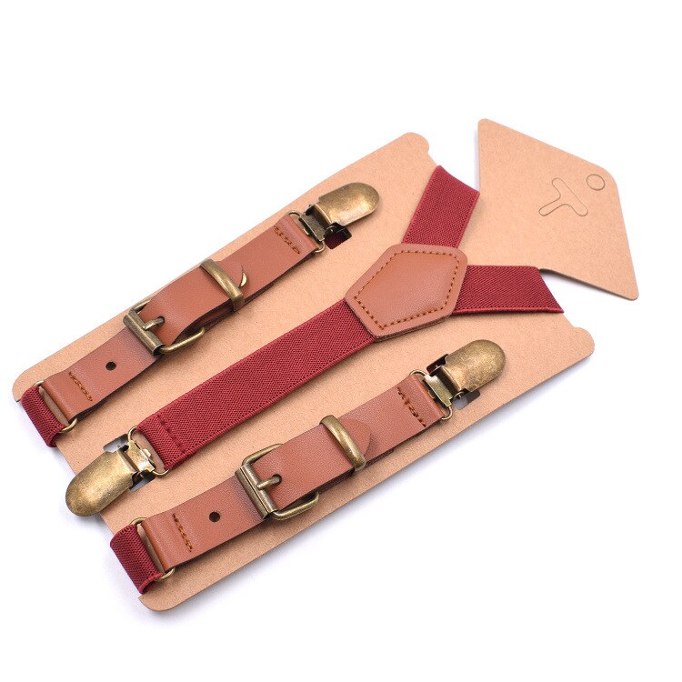 Di modo Elastico Bretelle di trasporto Solido Del Bambino Ragazzo Bretelle Per I Bambini Retro Bretelle Regolabili Y-shape Torna Bretelle Per Bambini Bretelle Tirantes: Colore rosso di vino