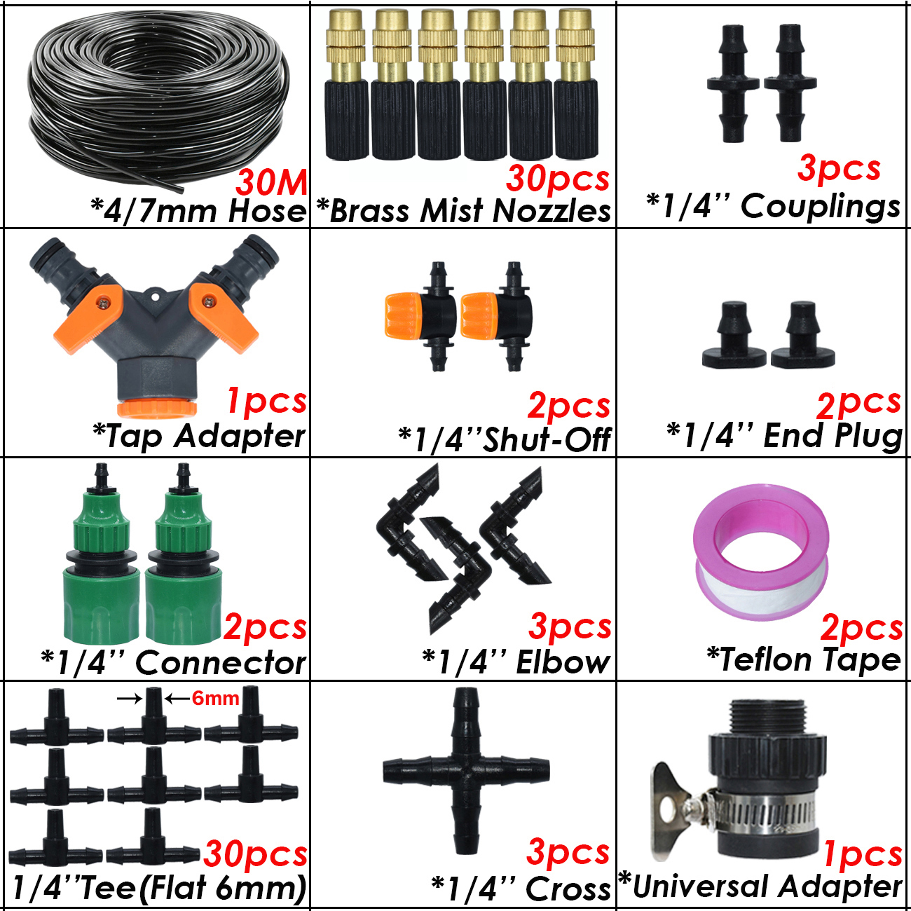 SPRYCLE 5-50m Gewächshaus Garten 1/4 "Schlauch Automatische Mikro Bewässerung Bausatz Tropf Bewässerung System Einstellbar Durcheinander Zerstäubung düse: Licht Grün