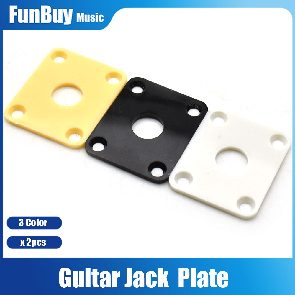 Plaque plastique carrée Jack de sortie pour guitare électrique LP, basse jaune/blanc/noir