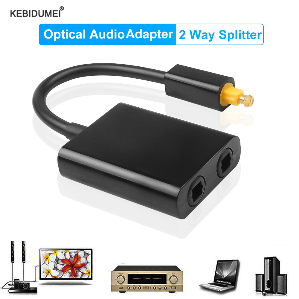 Optische vezelsplitter Optische audiokabel Optische splitteradapter Optische adapter 2-weg Toslink-splitter SPDIF 2 in naar 1 uit