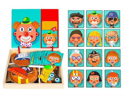 100 + Stuks Houten Magnetische Puzzel Speelgoed Kinderen 3D Puzzel Figuur/Dieren/Voertuig/Circus Tekentafel 8 stijlen Leren Houten Speelgoed: A-1