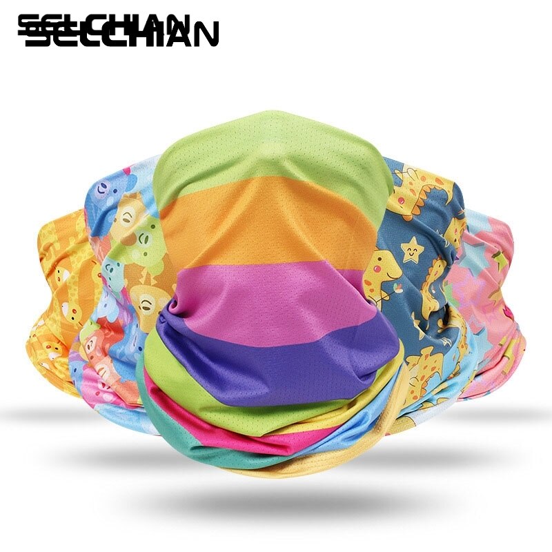 Hommes femmes foulards glace soie multifonctionnel bandana bandeau anneau cou écharpe dessins animés sans couture tubulaire magique visage