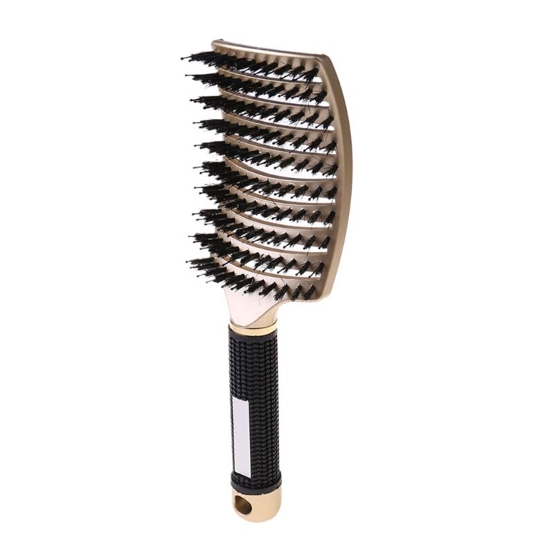 Salon Professionele Varkenshaar En Nylon Haarborstel Hoofdhuid Massage Kam Nat Haar Borstel: Goud