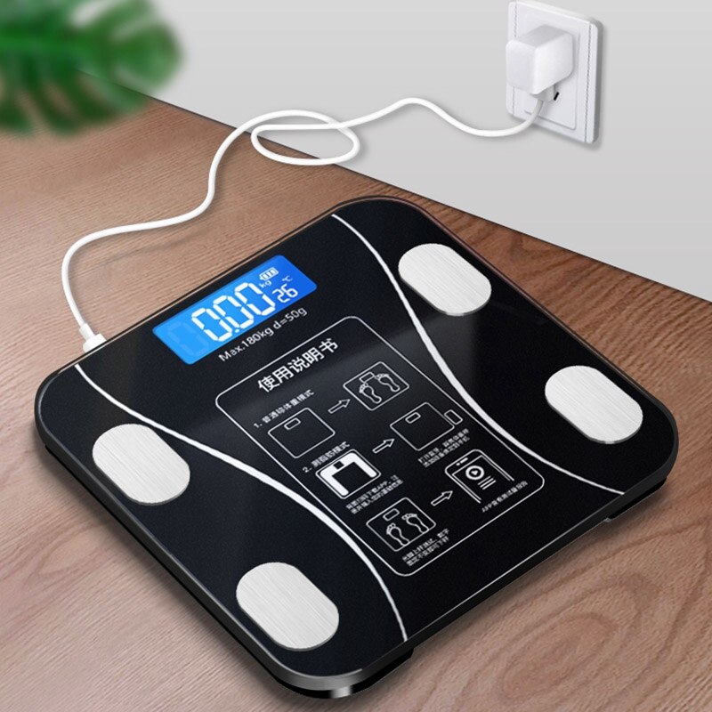 Báscula corporal Digital con pantalla Lcd para baño, balanza electrónica inteligente con índice corporal