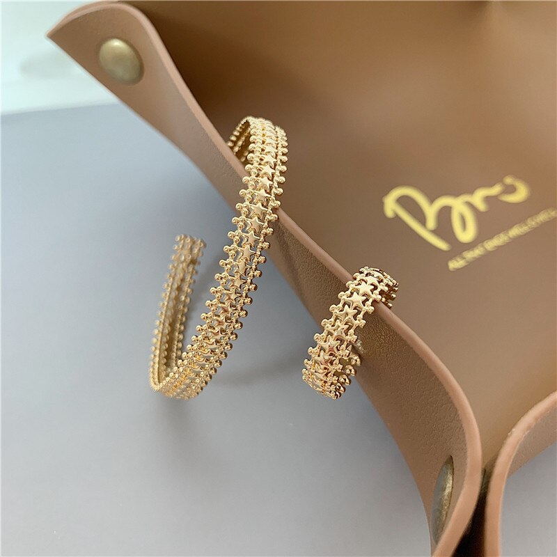 Simple Stainless Steel Star Hollow Gold Bracelet for Woman Korean Style Cuff Bracelet Party Jewelry Accessories