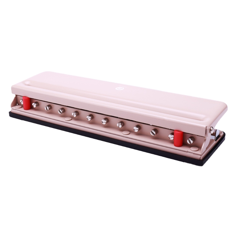 Perforateur de trous pour champignons, Portable, 12 trous, capacité de 6 feuilles, avec règle de positionnement, plateau à puces pour ordinateurs portables à feuilles mobiles: Light orange